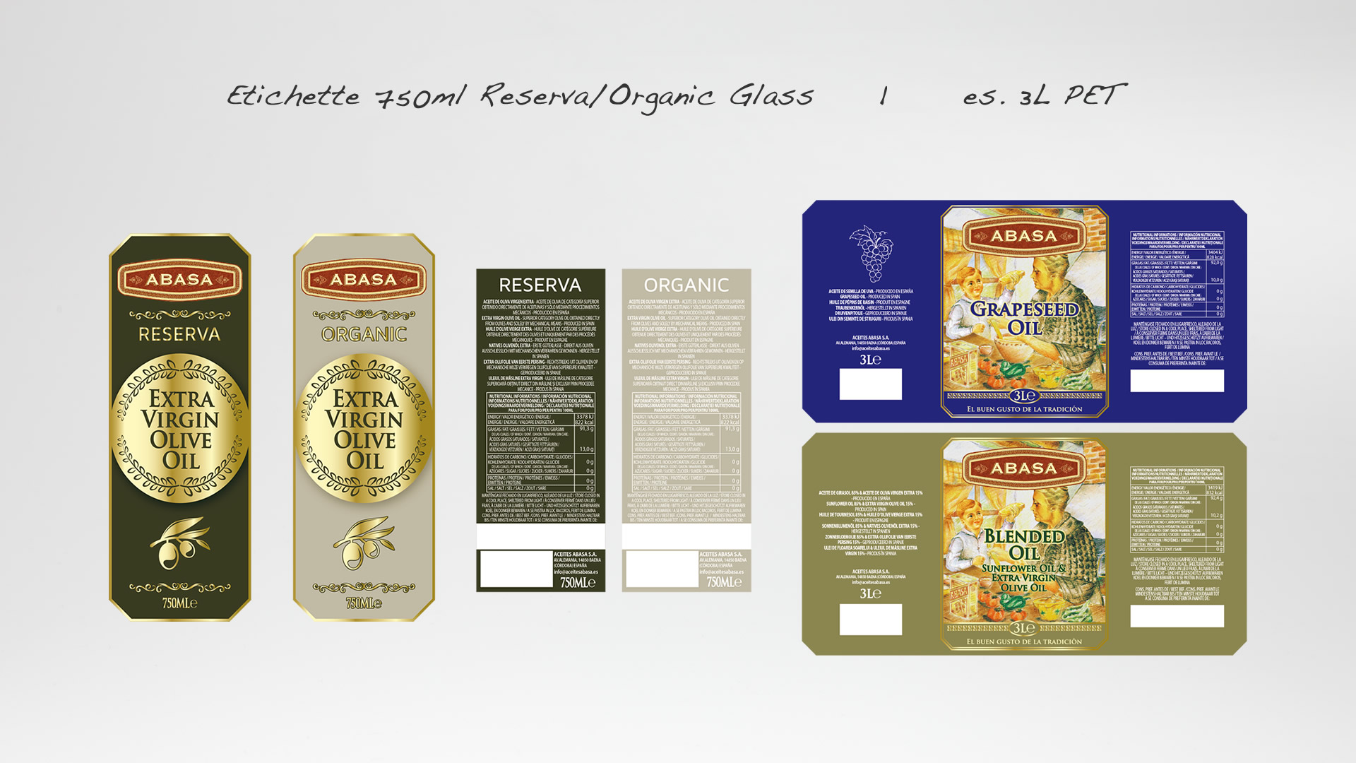 Aceites ABASA etichette olio - Portfolio Patrizio Rossi - Grafica - Patrizio Rossi Web and Graphic Designer - realizzazione sito web - brochure